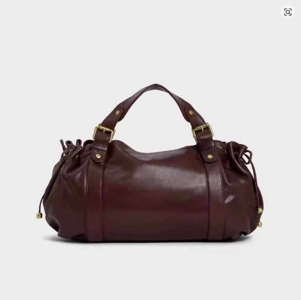 Women's Large Capacity Soft Leather Pleated Commuter Bags