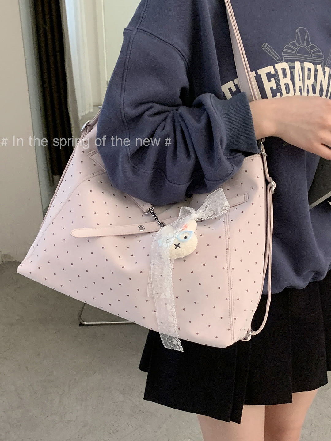 Women's Korean Underarm Commuter Polka Dot Tote Bag