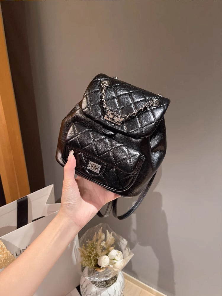 Women's Mini Rhombus Chain Cattle Leather Bags