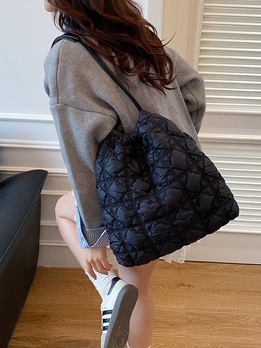 Women's Capacity Totes Niche Pleated Cloud Puff Rhombus Shoulder Bags