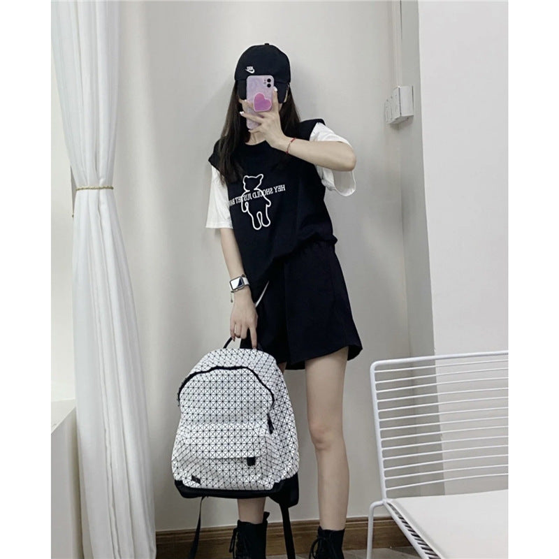 Women's & Men's Home Geometric Rhombus Silicone Large Capacity Computer Leisure Backpack