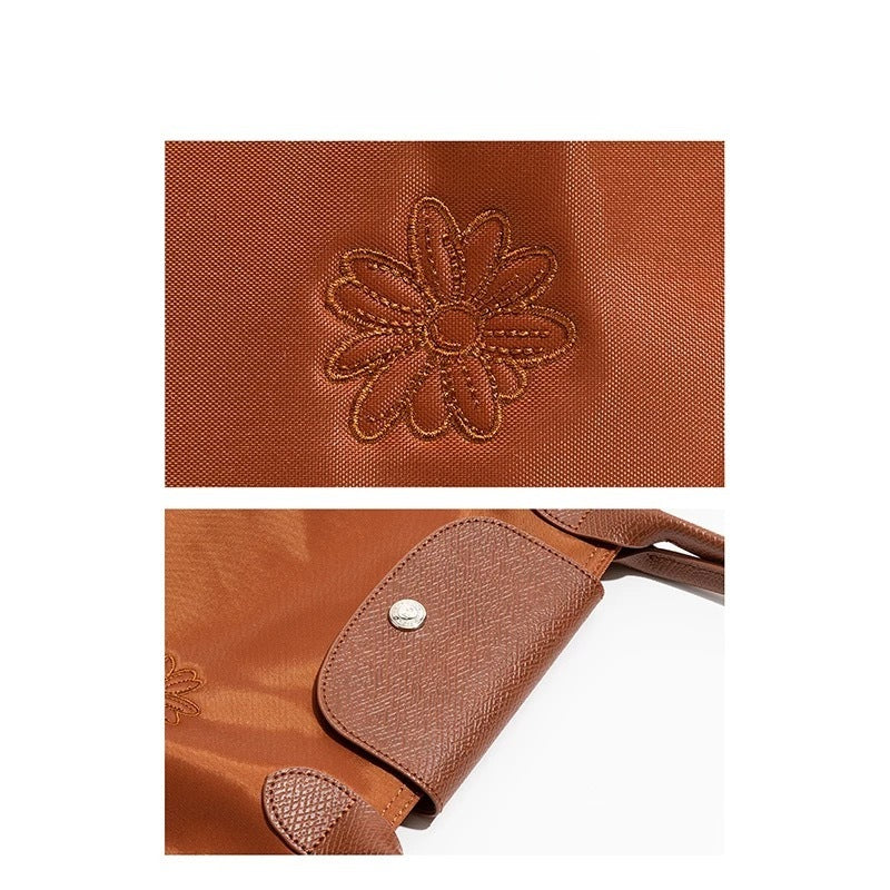 Nylon Embroidered Large Capacity Commuting Fashion Lightweight Tote Bag