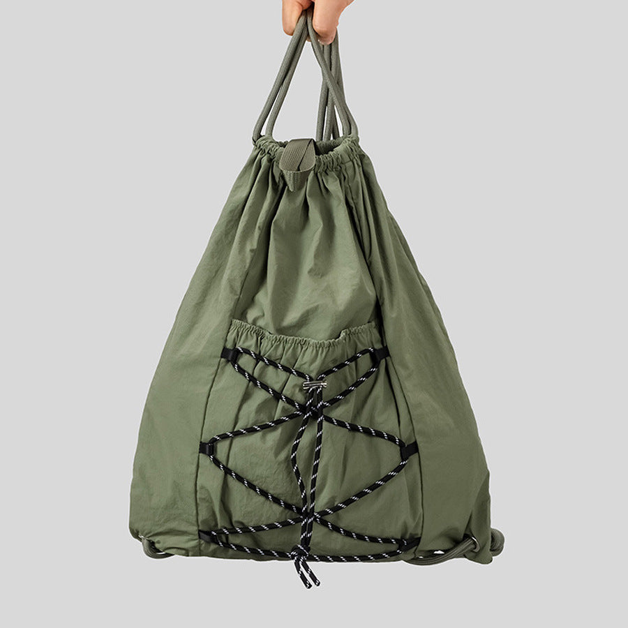 Women's & Men's Capacity Lightweight Nylon Strap Drawstring Good-looking Early Leisure Backpack