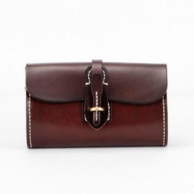 Women's Artificial Sewing Round First Layer Cowhide Bags