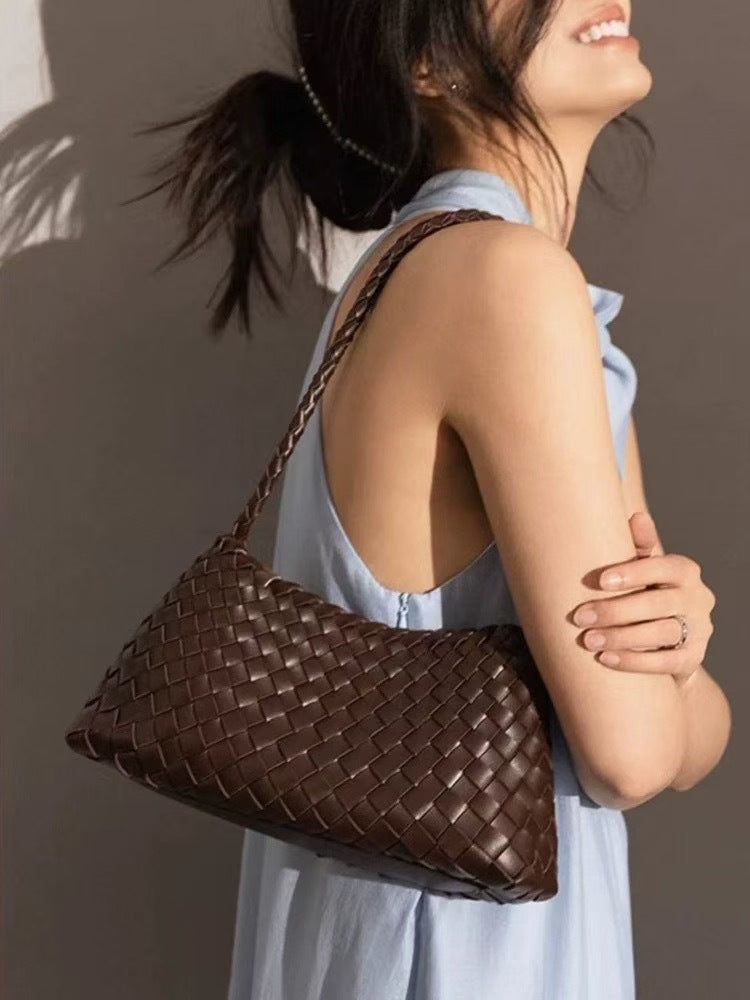 Women's Summer Niche Design Woven Large Capacity French Canvas Lazy Underarm Bag