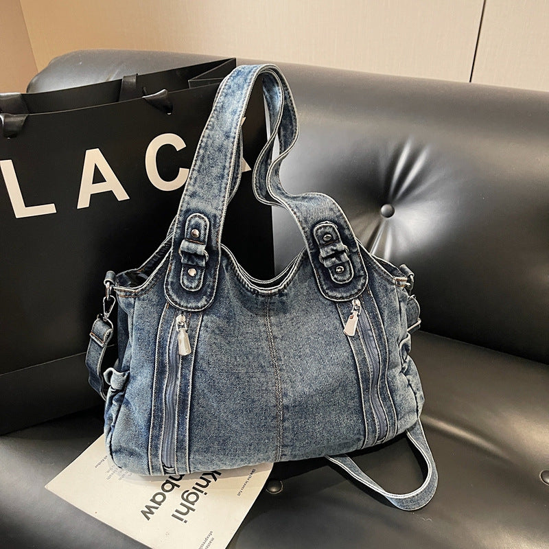 Women's Denim Retro Large Capacity Underarm Fashion Tote Bag