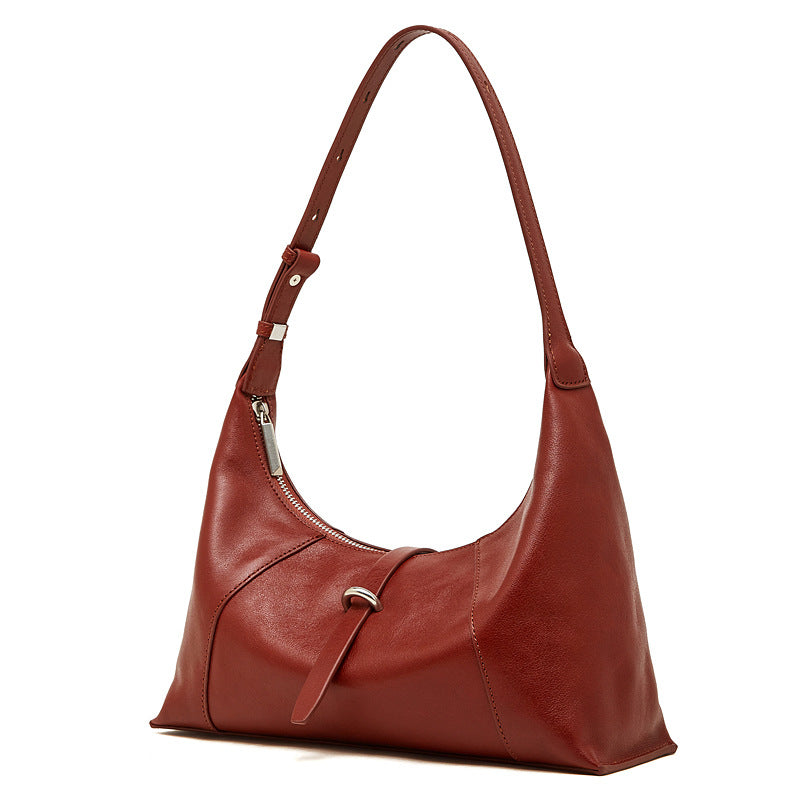 Women's Tanning Leather Niche Retro Dumpling Genuine Women's Shoulder Bag
