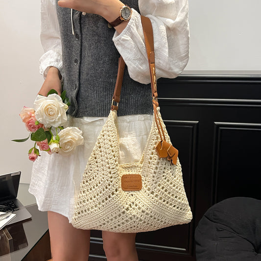 Spring Idle Style Woven Leisure Vacation Underarm Large Bags