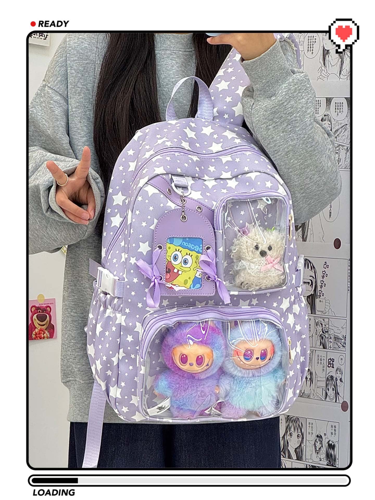 Slouchy Junior Large Capacity Cartoon Female Leisure Backpack