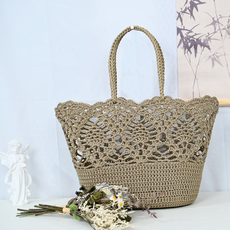 Hollow Woven Basket Beach Knitted Handmade Crocheted Cotton Bags