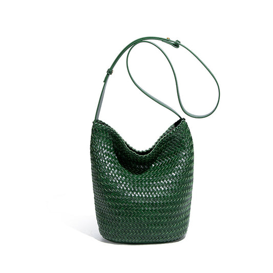 Women's Woven Commuter Idle Style Leisure Vacation Bucket Bag