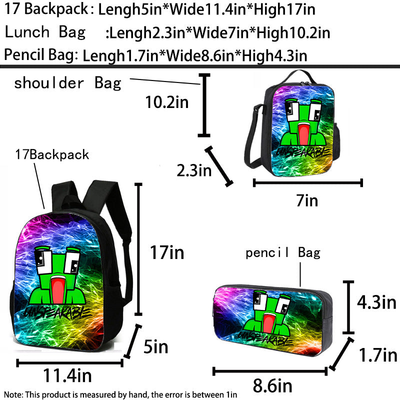 Pattern Printing Large Capacity Lunch Pencil Three-piece Bags