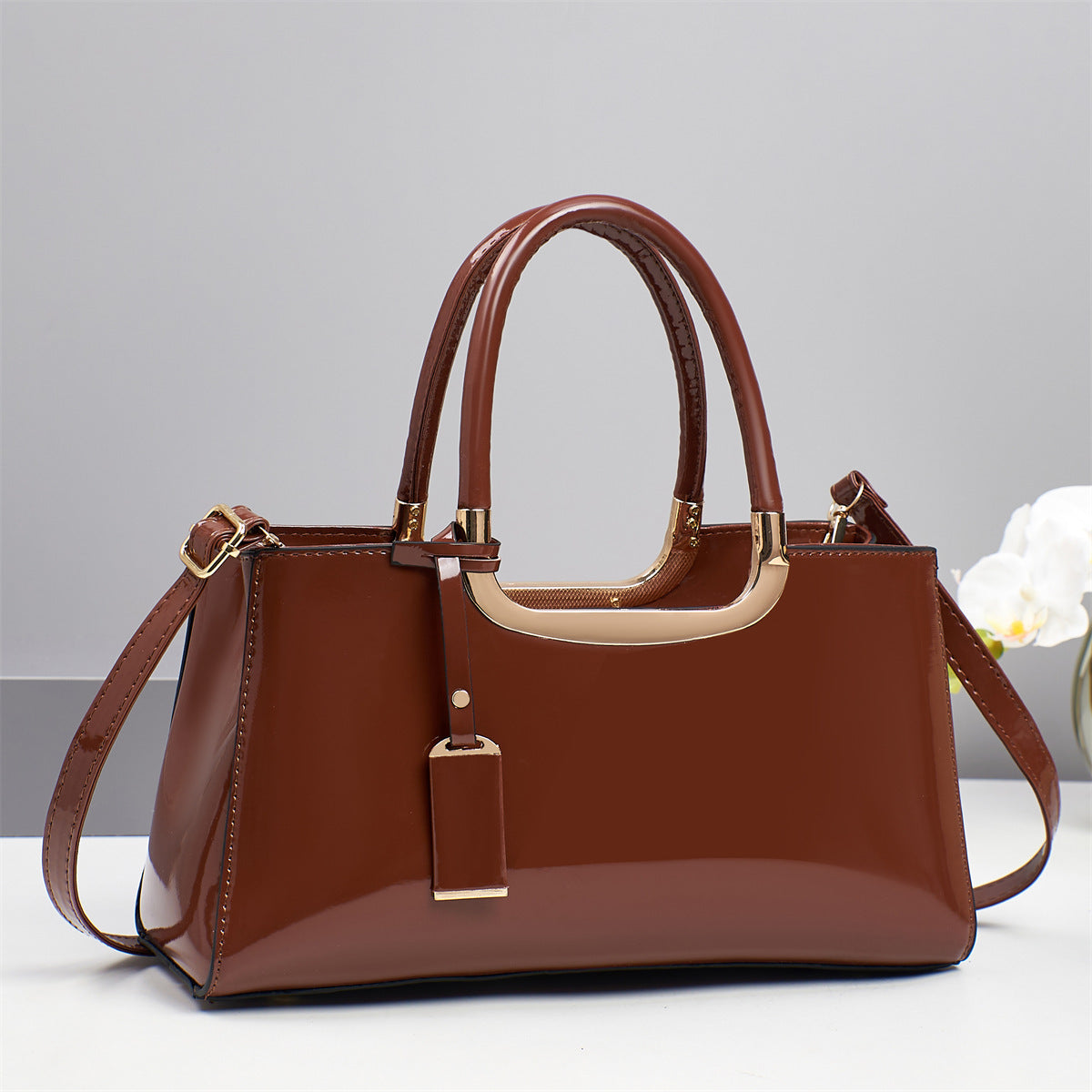 Women's Patent Leather Glossy Red Bridal Wedding Women's Shoulder Bag