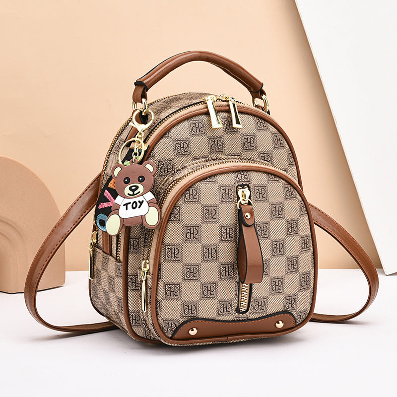 Women's Super Hot Soft Leather Printed Contrast Color Simple Women's Backpack