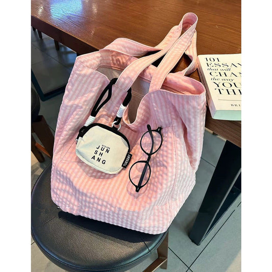 Women's Style Artistic Nylon Canvas Large Capacity Commuter Bucket Bag