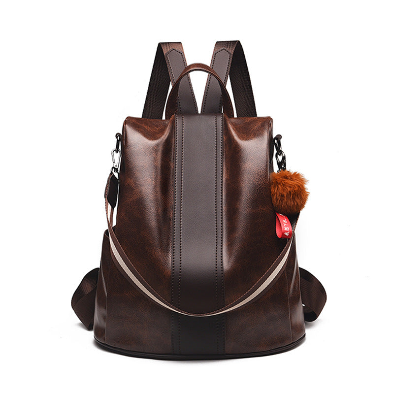 Women's Fashion Soft Leather Commuter Large Capacity Women's Backpack