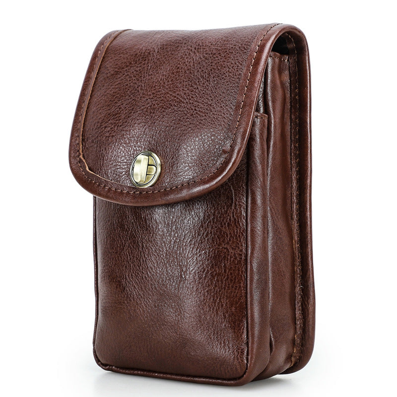 Men's First Layer Cowhide Texture Simple Fashion Flip Bags