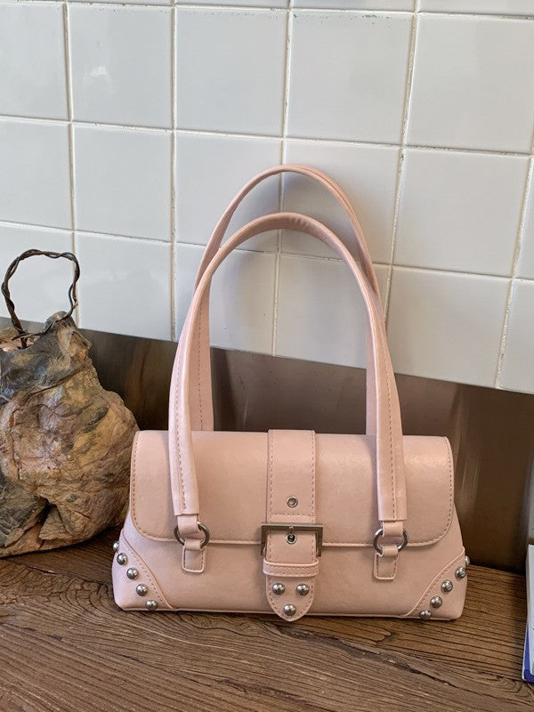 Niche Motorcycle Rivet Baguette Female Spring Fashion Large Capacity Daily Bags