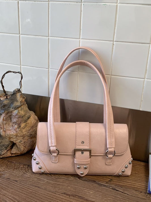 Niche Motorcycle Rivet Baguette Female Spring Fashion Large Capacity Daily Bags