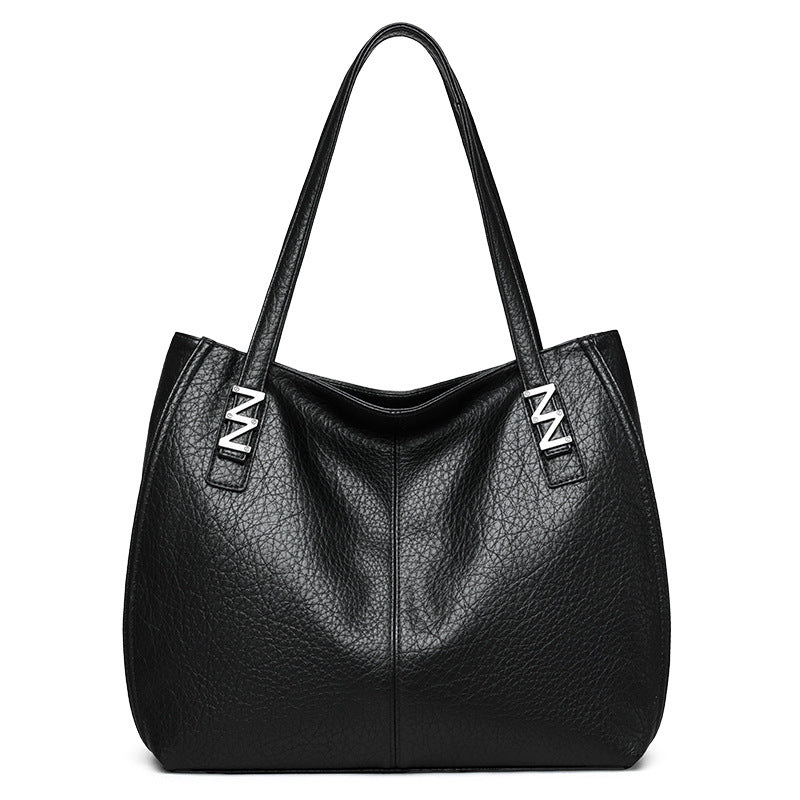 Women's Simple Fashion Soft Leather Retro Textured Large Tote Bags