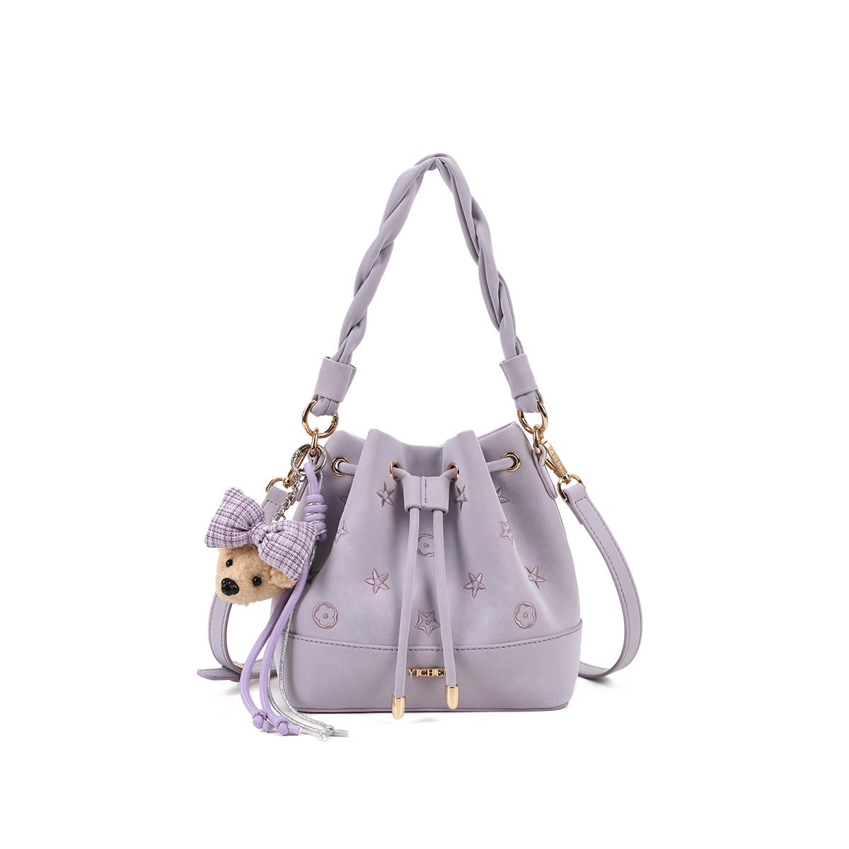 Trendy Color Twist Hand-held Pleated Carrying Bucket Bag