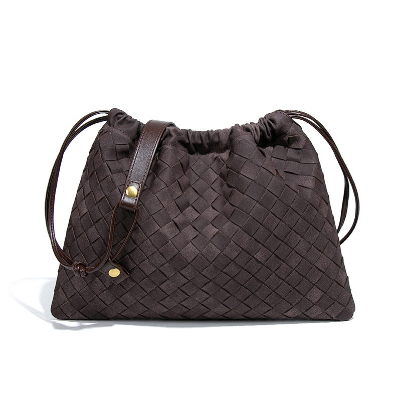 Women's Retro Hand-woven Pleated Drawstring Frosted Cloud Women's Messenger Bag