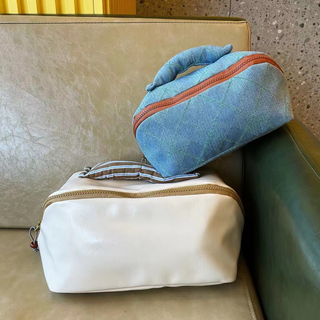 Denim Storage Large Capacity Leather Macaron Sweet Cosmetic Bags
