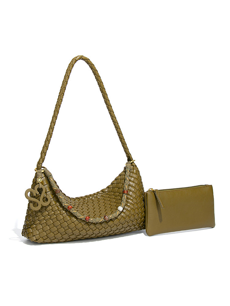 Spring Hand-woven Beads Chain Baguette Elegant Lazy Bags