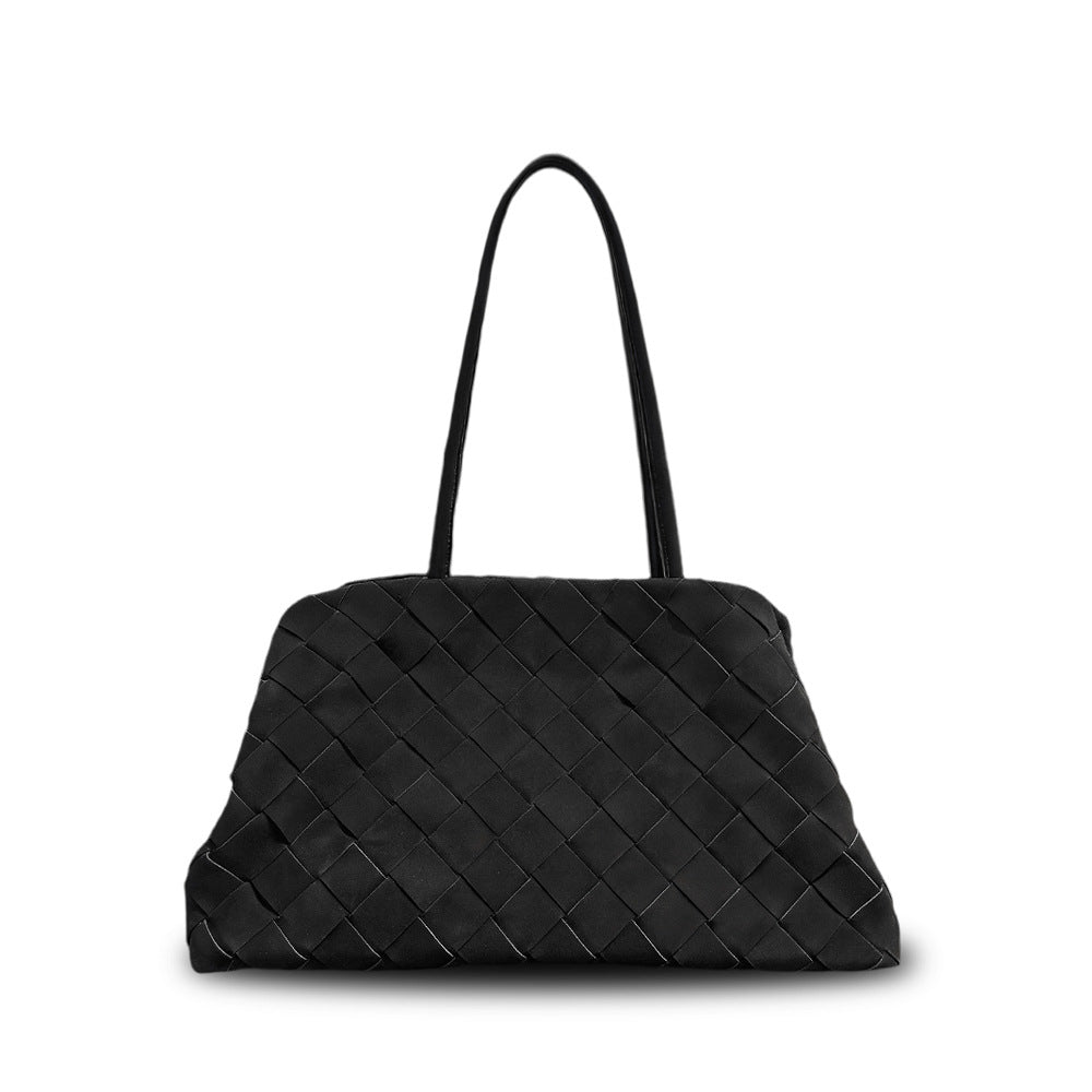 Women's Cowhide Woven Boston Retro Simple Large Bags