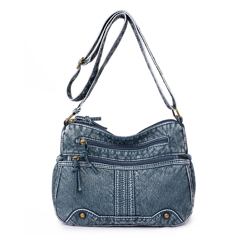 Women's Washed Leather Vintage Versatile Large Capacity Soft Women's Shoulder Bag