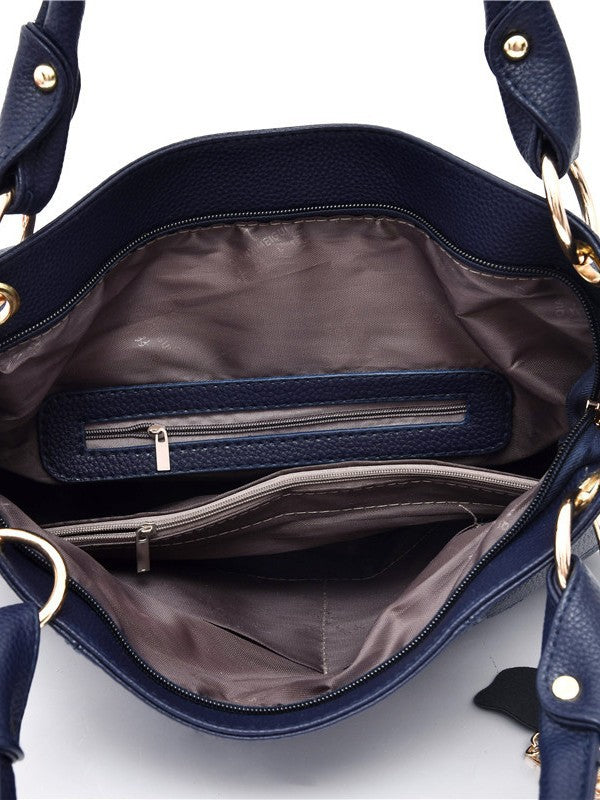 Women's Soft Leather Fashion Trendy Patchwork Big Shoulder Bags