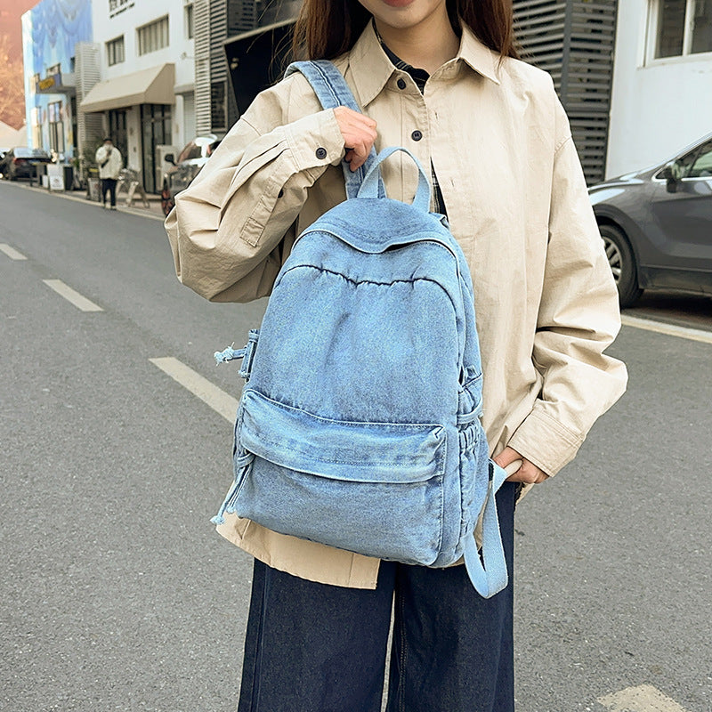 Retro Easy Matching Large Capacity Denim Female Class Camp Leisure Backpack