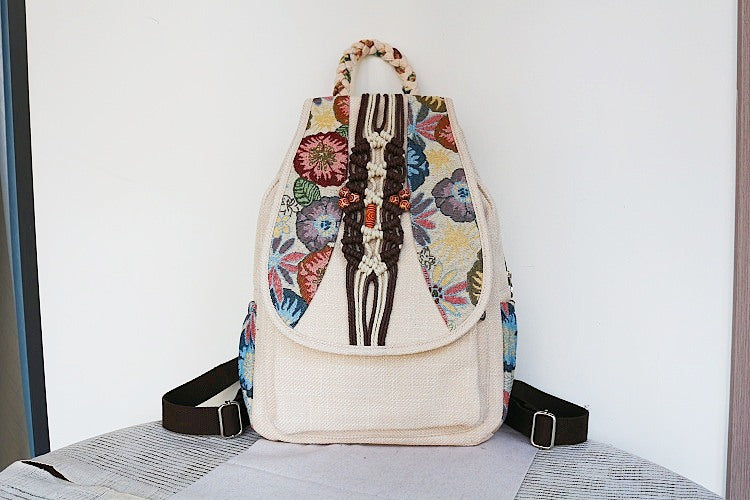 Women's Vintage Printing Wax Line Woven Fresh Women's Backpack