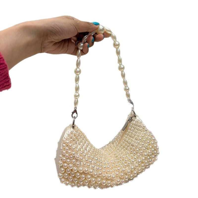 Women's Fashion High Sense Korean Woven Pearl Gentle Temperamental Underarm Bag