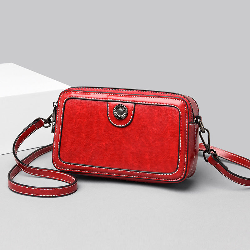 Women's Retro Fashion Mobile Simple Soft Leather Phone Bags