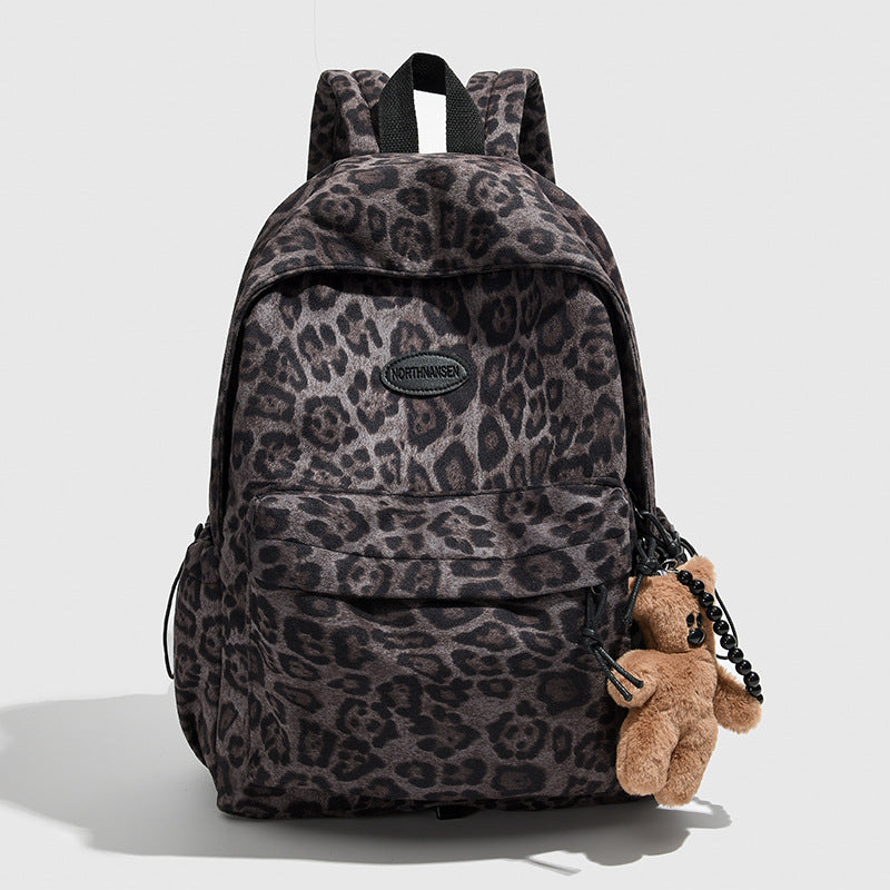 Women's & Men's Large Capacity Leopard Print Computer College High Korean Backpacks