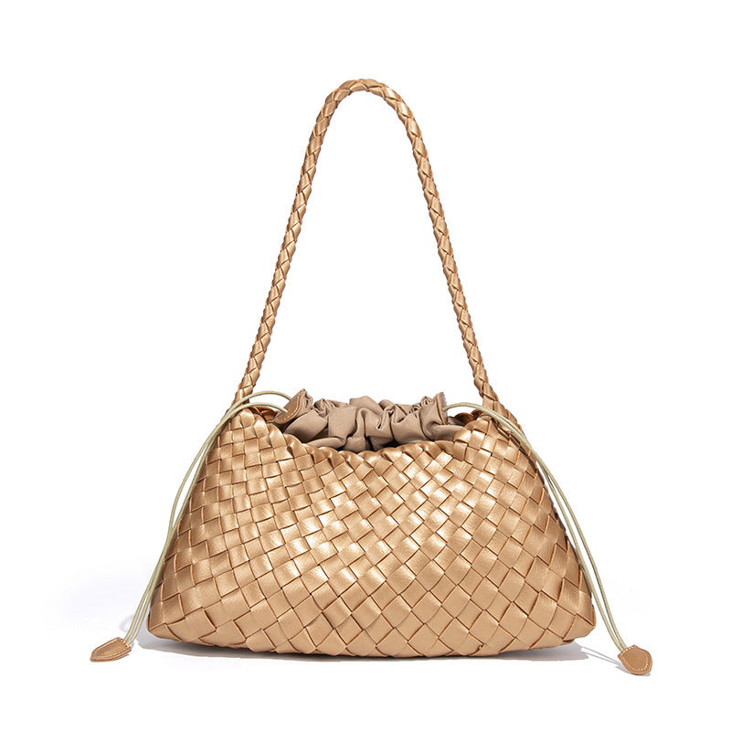 Women's Niche Underarm Woven Vegetable Basket Personality Bucket Bags