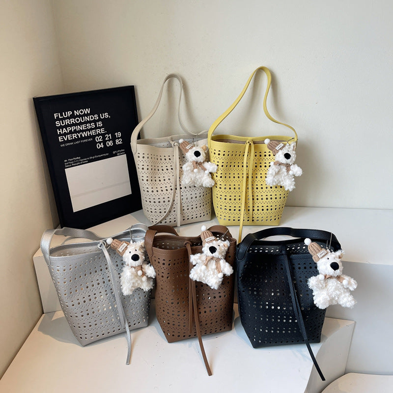 Women's Summer Mori Cute Niche Hollow Design Bucket Bag