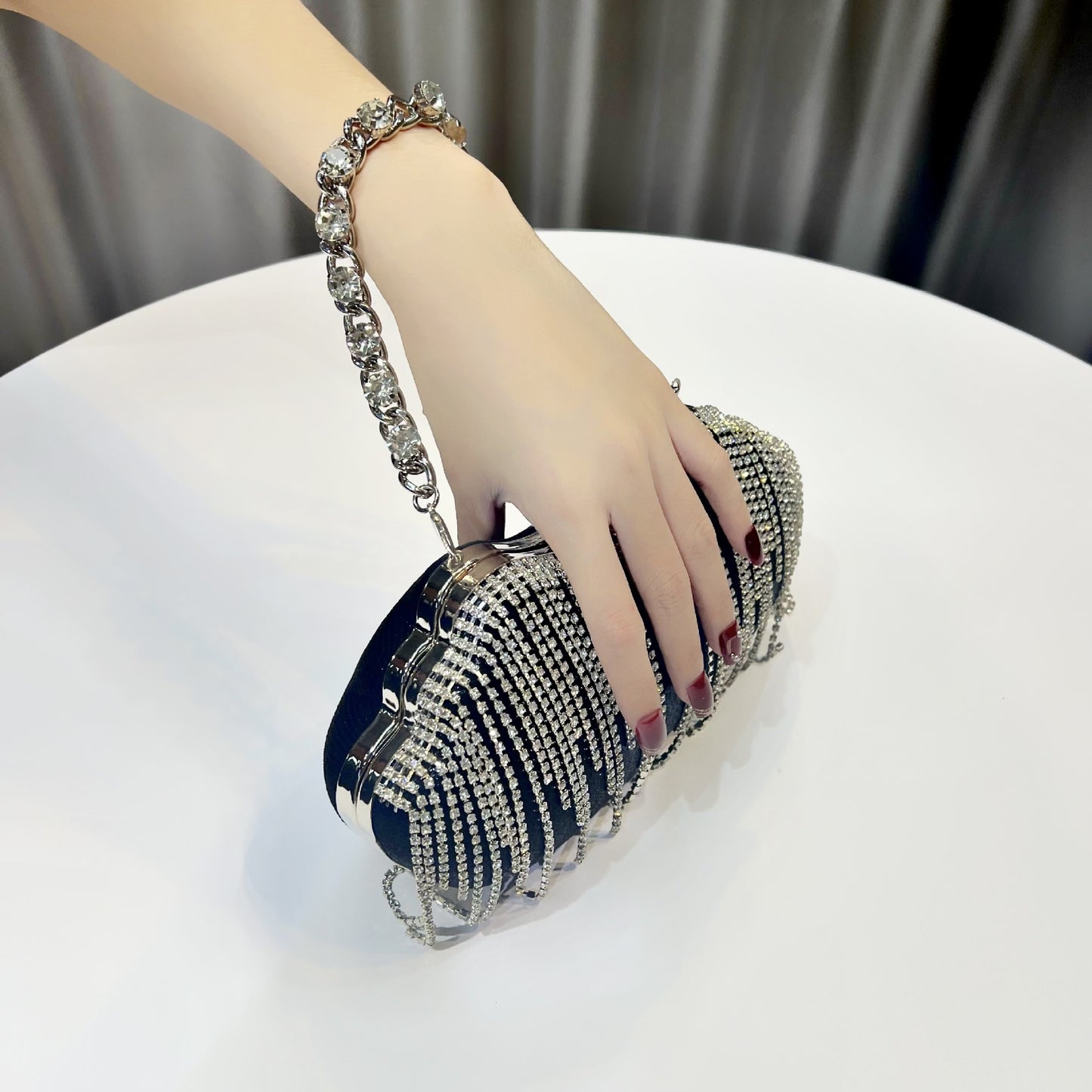 Women's Diamond Tassel Dinner Clutch Rhinestone Banquet With Bags