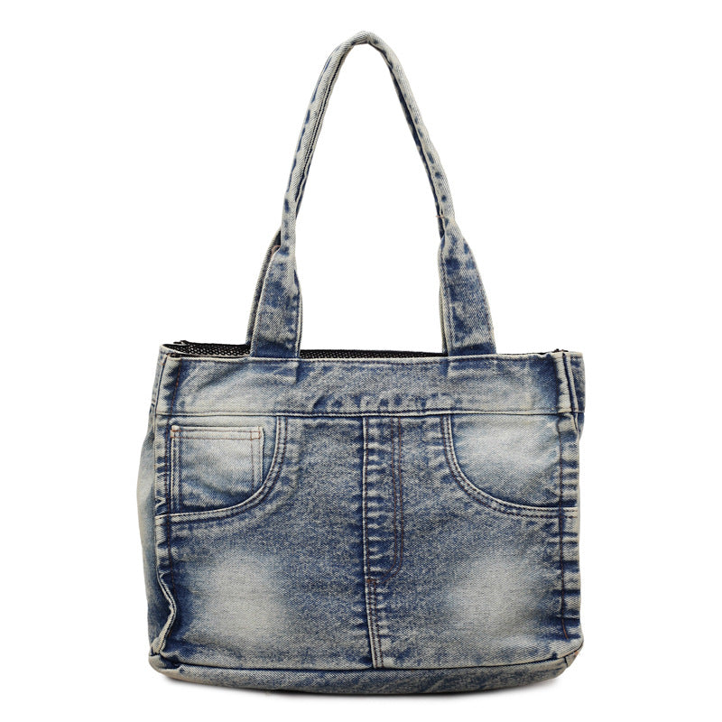 Women's Worn Looking Washed-out Denim Advanced Sense Everyday Joker Women's Shoulder Bag