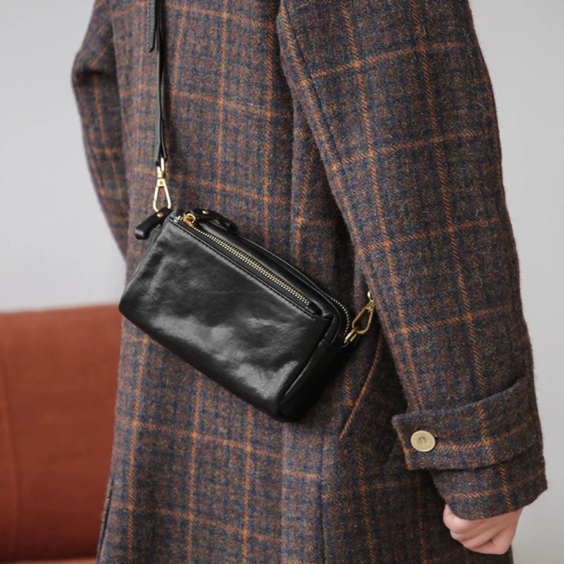 Women's First Layer Cowhide Leather Oblique Women's Handbag
