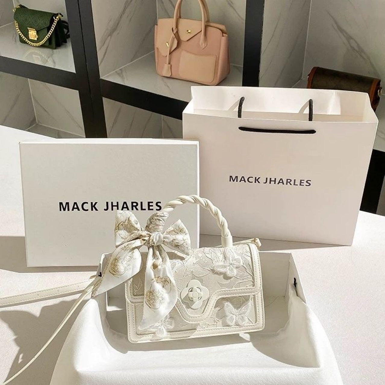 Women's French Design Fairy Bow Twist Woven Bags