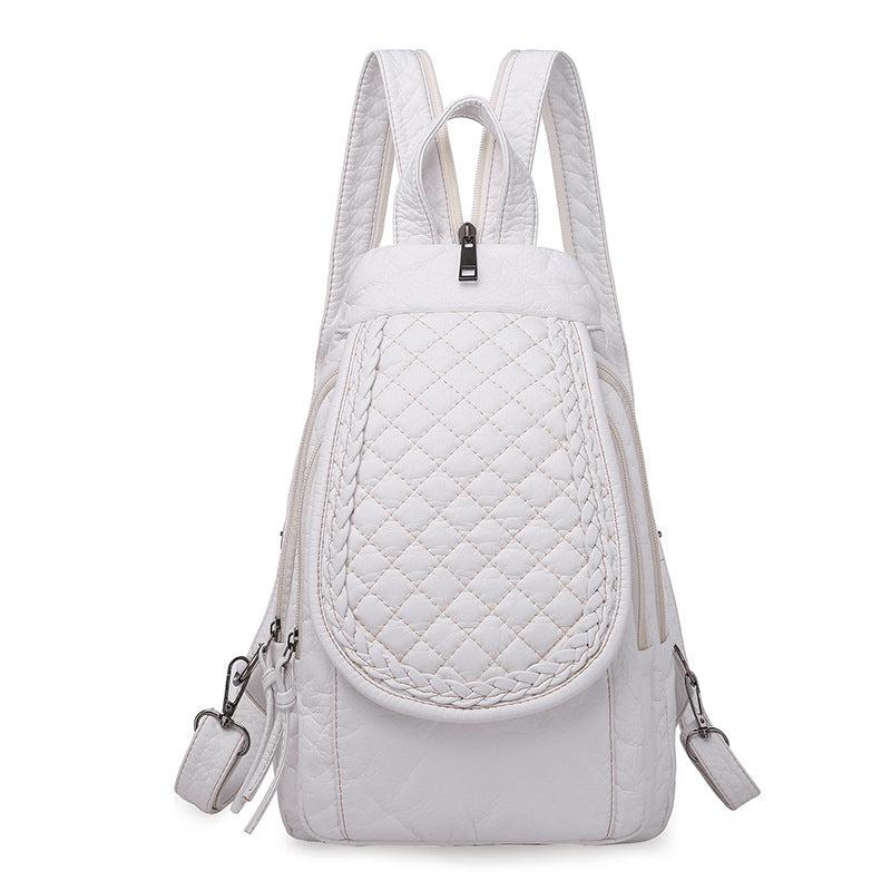 Women's Korean Fashion Multifunctional Washed Soft Leather Women's Backpack