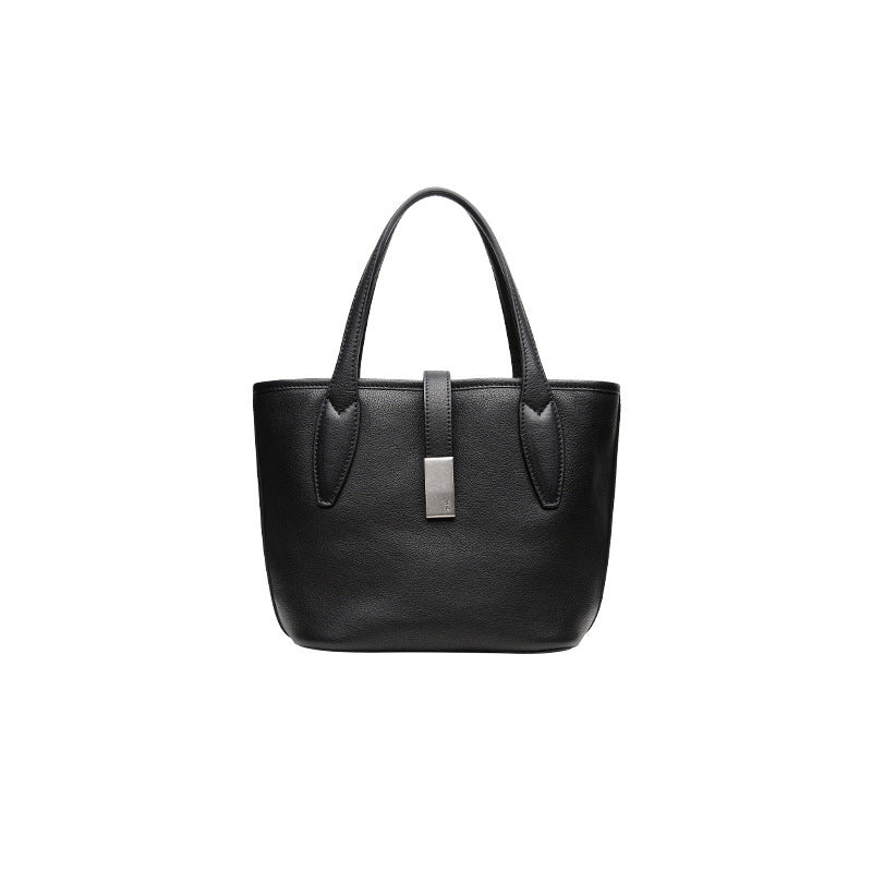 Women's Tanning Leather Long Basket Portable Large Capacity Bucket Bags