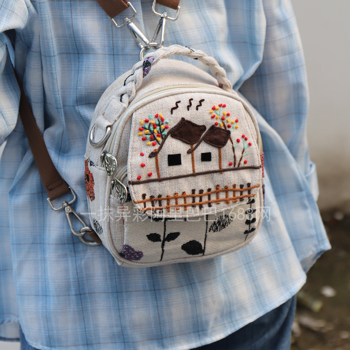 Mori Style Handmade Three-dimensional Decoration Canvas Fresh Lightweight Bags