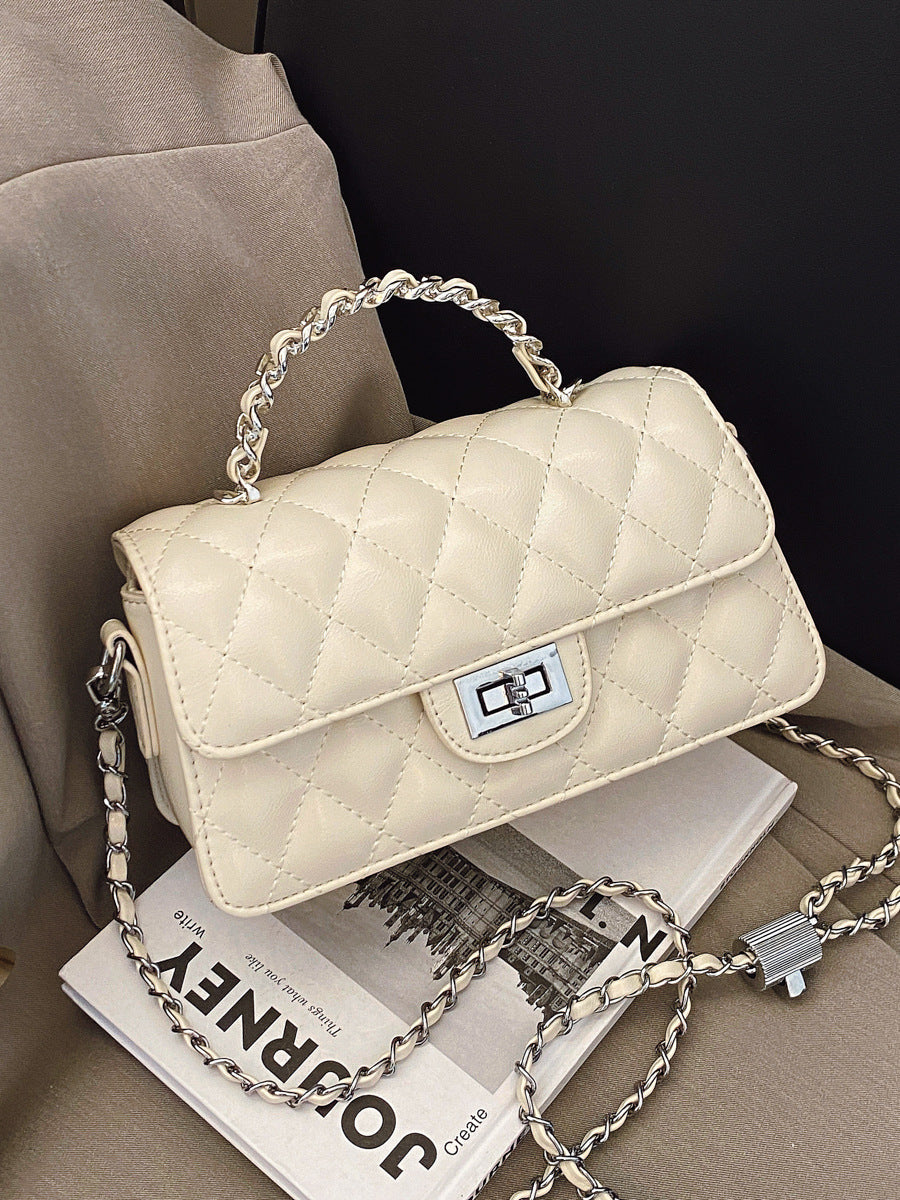 Trendy Classic Style Chain Advanced Texture Diamond Pattern Women's Shoulder Bag