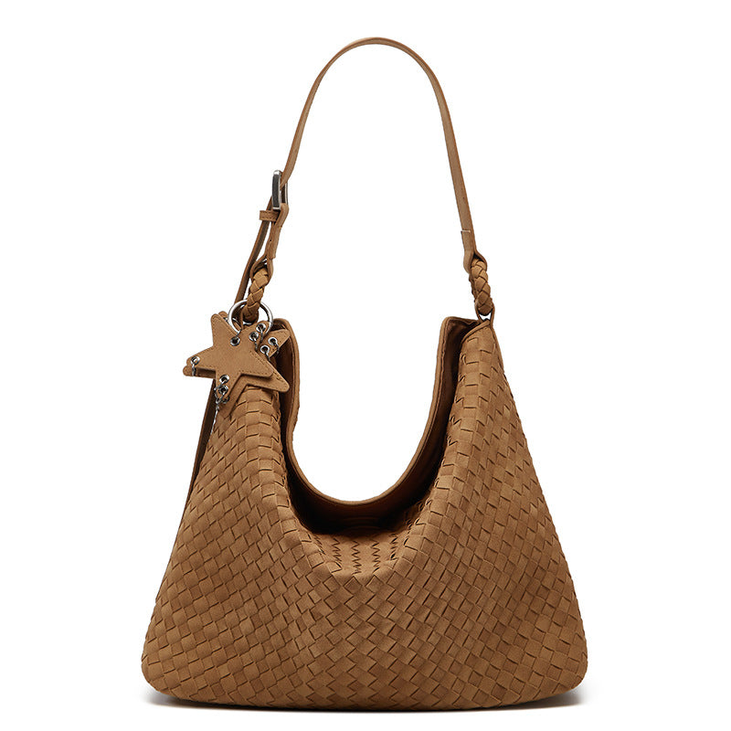 Women's Suede Frosted Woven Large Capacity Commute Women's Shoulder Bag