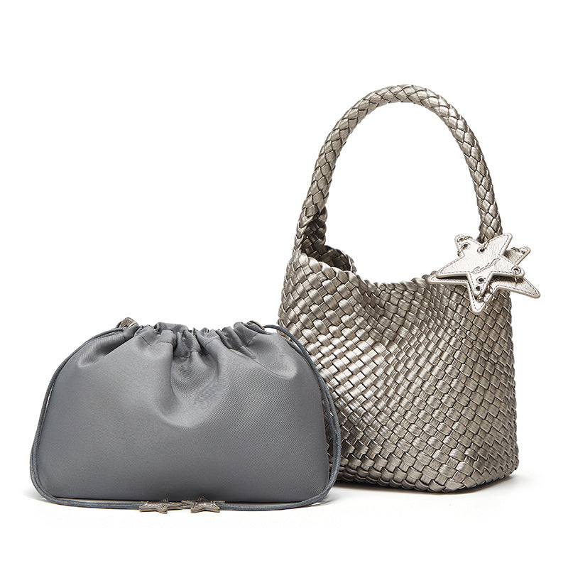 Women's Gun Champagne Hand-woven Large Capacity High-grade Women's Shoulder Bag