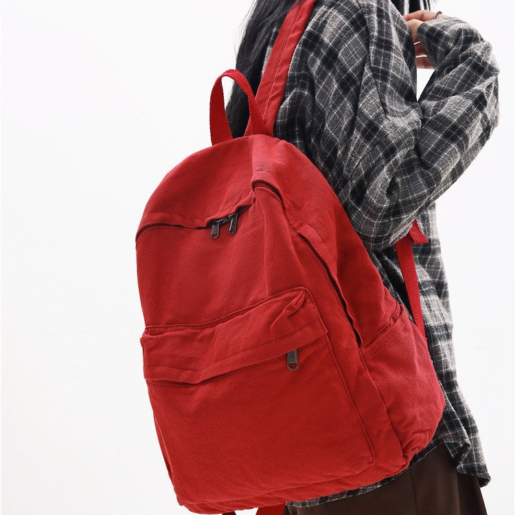 Large Capacity Retro Style Washed Canvas Women's Backpack