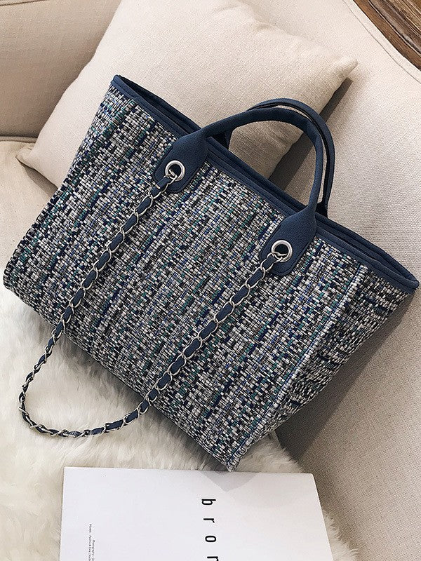 Women's Korean Fashion Plaid Contrast Color Chain Bucket Bags